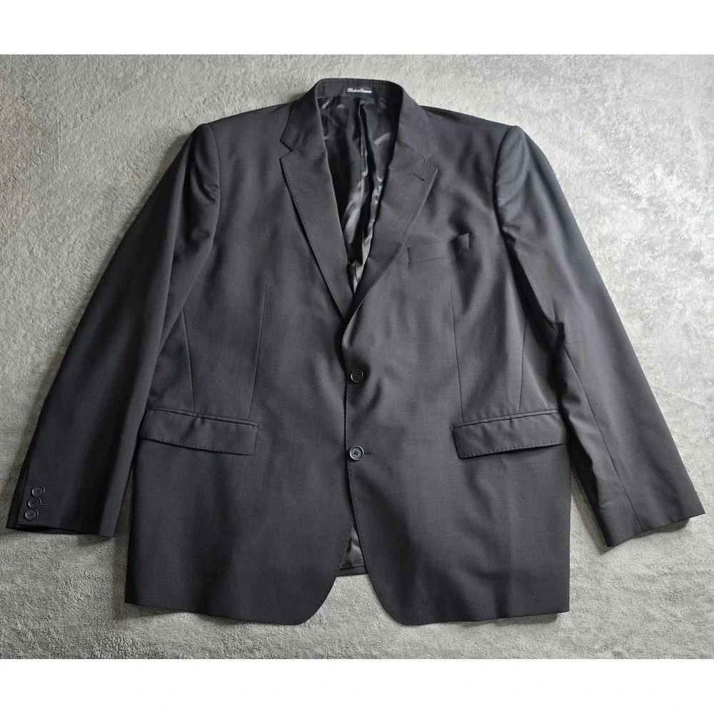 Louis Vuitton Uniformes Blazer Mens 62 Black Wool 2-Button Jacket Sportscoat